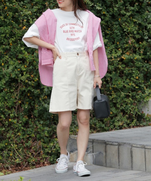 CIAOPANIC TYPY（チャオパニックティピー）の「USAコットンアソートプリントTee（Tシャツ/カットソー・レディース・ホワイト/ピンク/イエロー/チャコールグレー・ONE SIZE）」の9枚目の写真