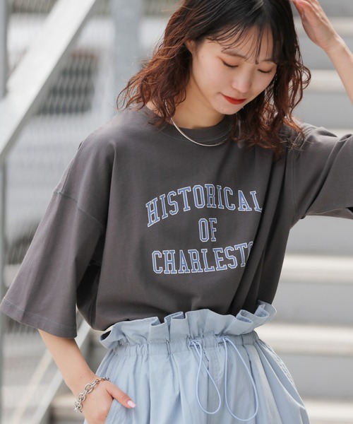 CIAOPANIC TYPY（チャオパニックティピー）の「USAコットンアソートプリントTee（Tシャツ/カットソー・レディース・ホワイト/ピンク/イエロー/チャコールグレー・ONE SIZE）」の13枚目の写真