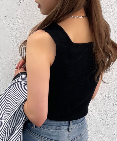 apres jour mignon(アプレジュールミニョン)の「ニットスクエアネックタンク【ZOZOTOWN限定アイテム】(タンクトップ・レディース・ブルー系その他/ピンク/ホワイト/ブラック・X-LARGE/フリー)」の21枚目の写真
