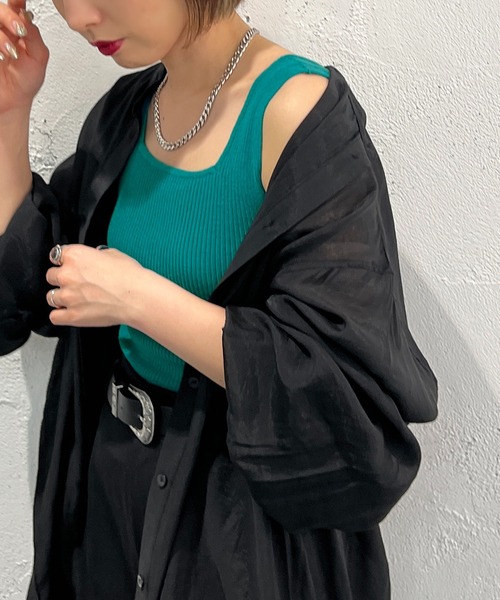 apres jour mignon(アプレジュールミニョン)の「ニットスクエアネックタンク【ZOZOTOWN限定アイテム】(タンクトップ・レディース・ブルー系その他/ピンク/ホワイト/ブラック・X-LARGE/フリー)」の14枚目の写真