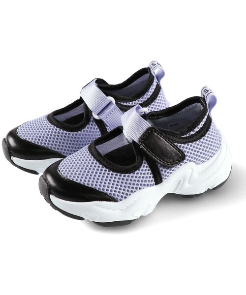 BRANSHES(ブランシェス)の「メッシュシューズ(スニーカー・キッズ・ブラック/ラベンダー・15.0cm/16.0cm/17.0cm/18.0cm/19.0cm/20.0cm/21.0cm)」の1枚目の写真