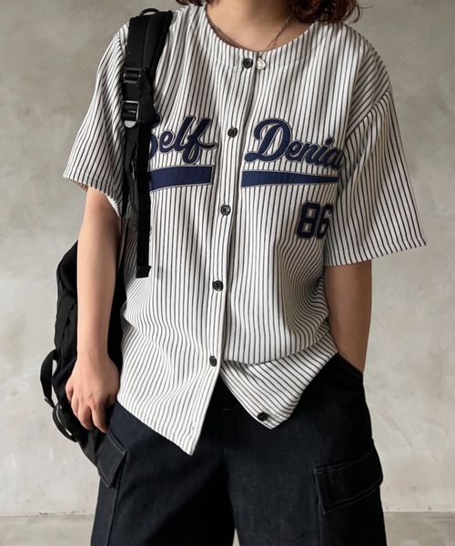 kutir(クティール)の「ベースボールスウェットT(Tシャツ/カットソー・レディース・ネイビー/オフホワイト/イエロー・FREE)」の1枚目の写真