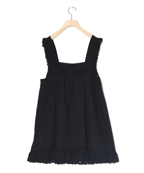 w closet（ダブルクローゼット）の「フリルレースタンクチュニック（チュニック・レディース・ブラック/オフホワイト・FREE）」の3枚目の写真