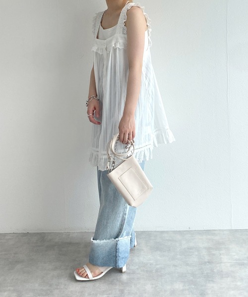 w closet（ダブルクローゼット）の「フリルレースタンクチュニック（チュニック・レディース・ブラック/オフホワイト・FREE）」の15枚目の写真