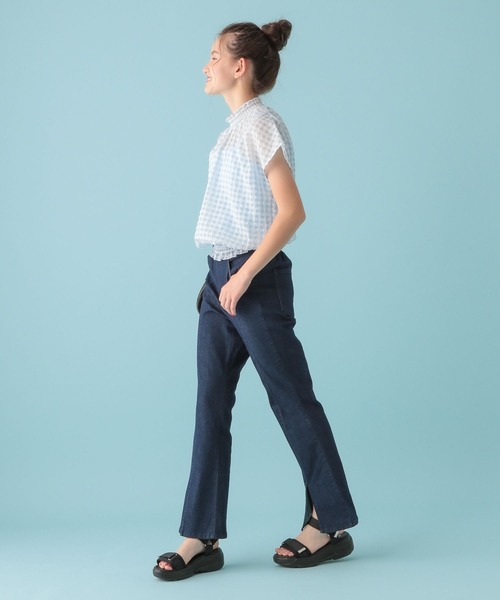 GLOBAL WORK(グローバルワーク)の「シアーギンガムブラウス/AND YUA ANY/281236(シャツ/ブラウス・キッズ・ブラック/オフホワイト/ライトブルー・150cm/160cm)」の10枚目の写真