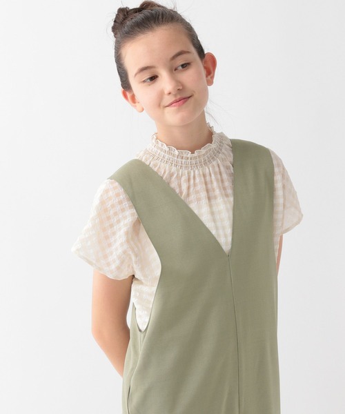 GLOBAL WORK(グローバルワーク)の「シアーギンガムブラウス/AND YUA ANY/281236(シャツ/ブラウス・キッズ・ブラック/オフホワイト/ライトブルー・150cm/160cm)」の12枚目の写真