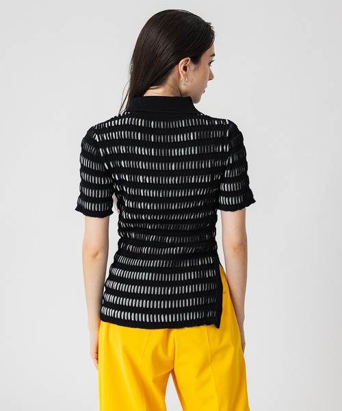 UNITED TOKYO（ユナイテッドトウキョウ）の「ウェーブパターンニットポロ-ウォッシャブル-（ニット/セーター・レディース・その他2/ベージュ/ブラック・FREE）」の9枚目の写真