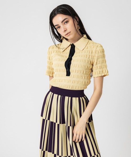 UNITED TOKYO（ユナイテッドトウキョウ）の「ウェーブパターンニットポロ-ウォッシャブル-（ニット/セーター・レディース・その他2/ベージュ/ブラック・FREE）」の16枚目の写真