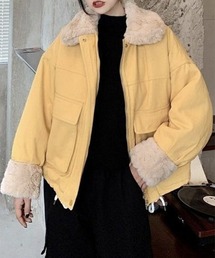 YUGA フェイクムートン　ボア　ブルゾン　ショートジャケットコート