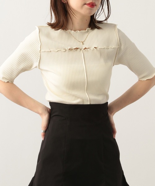 Heather(ヘザー)の「バストオープンメロ-T(5分袖) 299631(Tシャツ/カットソー・レディース・ホワイト/ブラック/ブルー・FREE)」の8枚目の写真