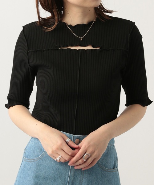 Heather(ヘザー)の「バストオープンメロ-T(5分袖) 299631(Tシャツ/カットソー・レディース・ホワイト/ブラック/ブルー・FREE)」の13枚目の写真