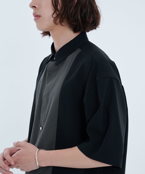 CITY TOKYO（シティトウキョウ）の「リネンライク切り替えデザイン半袖シャツ｜防シワ/速乾性（シャツ/ブラウス・メンズ・ブラック/ベージュ/グレー/カーキ/ブルー/ブルー系その他/グレイッシュベージュ/ブラック系その他・1/2/3）」の16枚目の写真