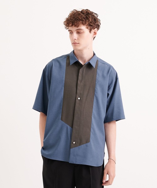 CITY TOKYO（シティトウキョウ）の「リネンライク切り替えデザイン半袖シャツ｜防シワ/速乾性（シャツ/ブラウス・メンズ・ブラック/ベージュ/グレー/カーキ/ブルー/ブルー系その他/グレイッシュベージュ/ブラック系その他・1/2/3）」の8枚目の写真