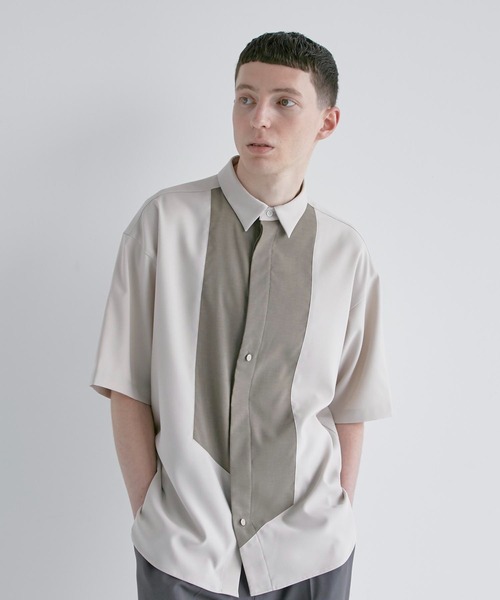 CITY TOKYO（シティトウキョウ）の「リネンライク切り替えデザイン半袖シャツ｜防シワ/速乾性（シャツ/ブラウス・メンズ・ブラック/ベージュ/グレー/カーキ/ブルー/ブルー系その他/グレイッシュベージュ/ブラック系その他・1/2/3）」の4枚目の写真