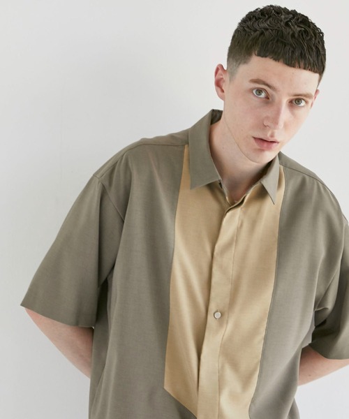 CITY TOKYO（シティトウキョウ）の「リネンライク切り替えデザイン半袖シャツ｜防シワ/速乾性（シャツ/ブラウス・メンズ・ブラック/ベージュ/グレー/カーキ/ブルー/ブルー系その他/グレイッシュベージュ/ブラック系その他・1/2/3）」の6枚目の写真