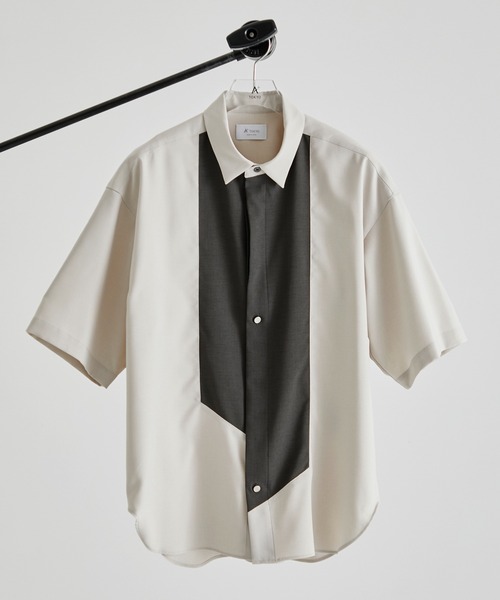CITY TOKYO（シティトウキョウ）の「リネンライク切り替えデザイン半袖シャツ｜防シワ/速乾性（シャツ/ブラウス・メンズ・ブラック/ベージュ/グレー/カーキ/ブルー/ブルー系その他/グレイッシュベージュ/ブラック系その他・1/2/3）」の5枚目の写真
