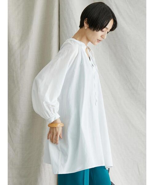 AMERICAN HOLIC（アメリカンホリック）の「配色ステッチスキッパーシャツチュニック（シャツ/ブラウス・レディース・ブラック/オフホワイト/サックスブルー・M/L）」の10枚目の写真