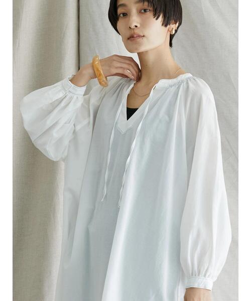 AMERICAN HOLIC（アメリカンホリック）の「配色ステッチスキッパーシャツチュニック（シャツ/ブラウス・レディース・ブラック/オフホワイト/サックスブルー・M/L）」の11枚目の写真