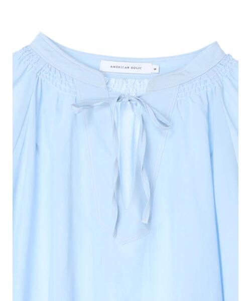 AMERICAN HOLIC（アメリカンホリック）の「配色ステッチスキッパーシャツチュニック（シャツ/ブラウス・レディース・ブラック/オフホワイト/サックスブルー・M/L）」の19枚目の写真