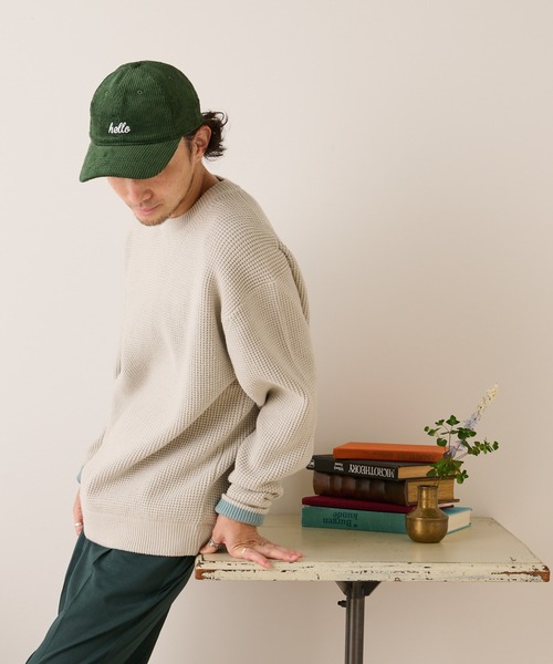 CIAOPANIC TYPY（チャオパニックティピー）の「□キープシェイプワッフルニットプルオーバー（ニット/セーター・メンズ・チャコールグレー/ダークグリーン/ネイビー/ブラウン/サックスブルー/オレンジ/ブルー/グリーン/ホワイト系その他/ベージュ系その他・S/M/L）」の11枚目の写真