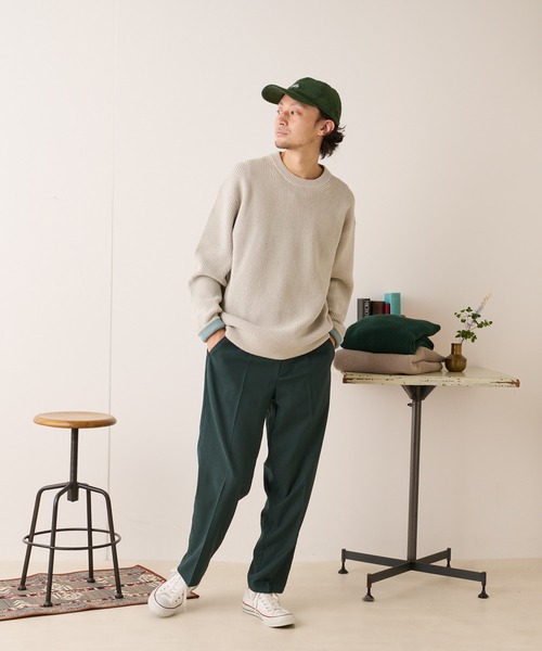 CIAOPANIC TYPY（チャオパニックティピー）の「□キープシェイプワッフルニットプルオーバー（ニット/セーター・メンズ・チャコールグレー/ダークグリーン/ネイビー/ブラウン/サックスブルー/オレンジ/ブルー/グリーン/ホワイト系その他/ベージュ系その他・S/M/L）」の15枚目の写真