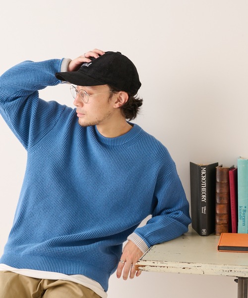 CIAOPANIC TYPY（チャオパニックティピー）の「□キープシェイプワッフルニットプルオーバー（ニット/セーター・メンズ・チャコールグレー/ダークグリーン/ネイビー/ブラウン/サックスブルー/オレンジ/ブルー/グリーン/ホワイト系その他/ベージュ系その他・S/M/L）」の18枚目の写真