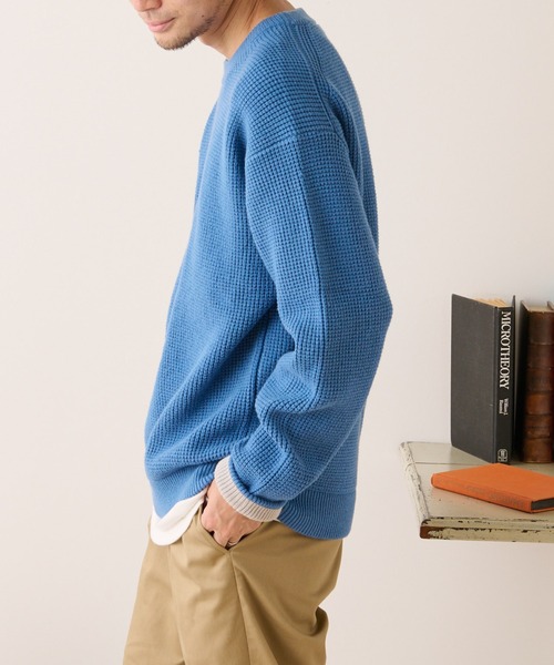 CIAOPANIC TYPY（チャオパニックティピー）の「□キープシェイプワッフルニットプルオーバー（ニット/セーター・メンズ・チャコールグレー/ダークグリーン/ネイビー/ブラウン/サックスブルー/オレンジ/ブルー/グリーン/ホワイト系その他/ベージュ系その他・S/M/L）」の20枚目の写真