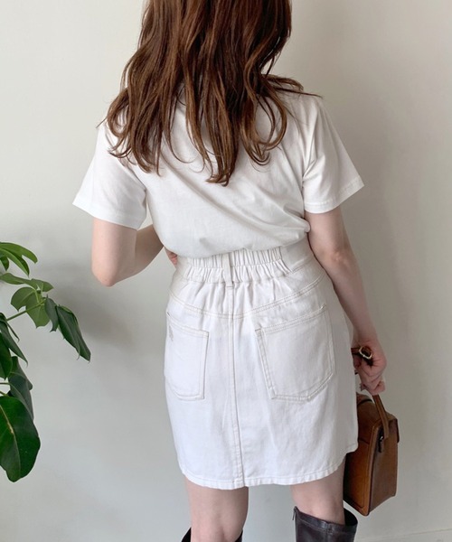 OLIVE des OLIVE(オリーブデオリーブ)の「ロゴ刺繍Tシャツ(Tシャツ/カットソー・レディース・ネイビー/オフホワイト/オレンジ/ラベンダー・FREE)」の10枚目の写真