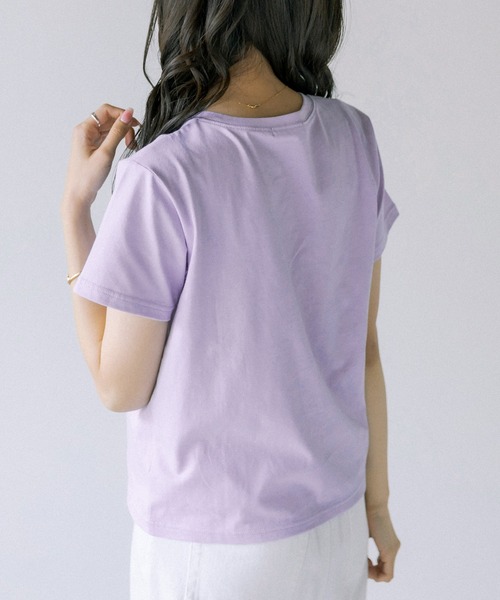 OLIVE des OLIVE(オリーブデオリーブ)の「ロゴ刺繍Tシャツ(Tシャツ/カットソー・レディース・ネイビー/オフホワイト/オレンジ/ラベンダー・FREE)」の21枚目の写真