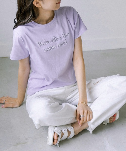 OLIVE des OLIVE(オリーブデオリーブ)の「ロゴ刺繍Tシャツ(Tシャツ/カットソー・レディース・ネイビー/オフホワイト/オレンジ/ラベンダー・FREE)」の22枚目の写真