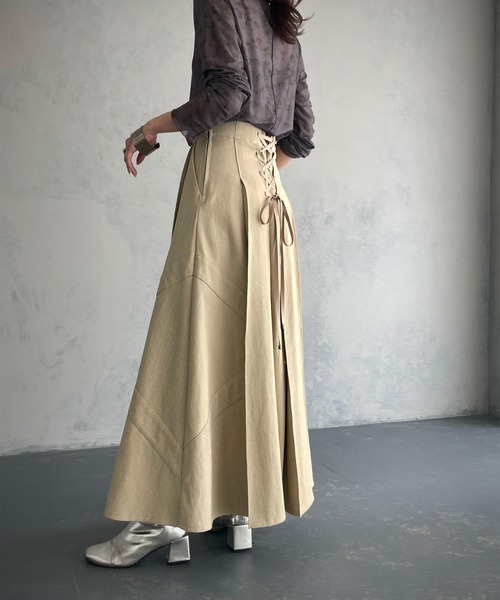 &g'aime(アンジェム)の「【&g'aime×Yukkoコラボアイテム】レースアップデニムスカート(スカート・レディース・キナリ/ブラック・FREE)」の14枚目の写真