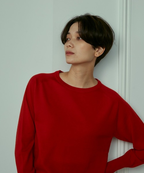 INED（イネド）の「CASHWOOLクルーネックニット  タイト過ぎないサイズ感（ニット/セーター・レディース・ベージュ/ネイビー/レッド/オフホワイト/イエロー・9号/7号）」の18枚目の写真