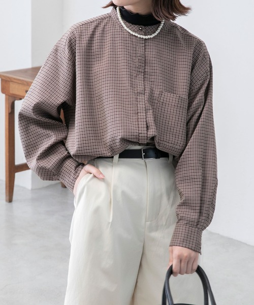 BONLECILL（ボンルシール）の「柄アソートギボシ釦バンドカラーシャツ