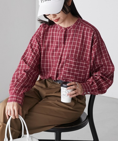 BONLECILL（ボンルシール）の「柄アソートギボシ釦バンドカラーシャツ