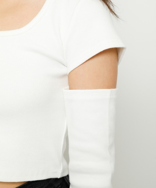 BACK TO THE FIELD(バック トゥー ザ フィールド)の「【MLB】ポイントロゴアームウォーマーリブトップス(Tシャツ/カットソー・レディース・ホワイト/ブラック/グレー・FREE)」の12枚目の写真