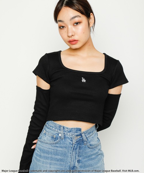 BACK TO THE FIELD(バック トゥー ザ フィールド)の「【MLB】ポイントロゴアームウォーマーリブトップス(Tシャツ/カットソー・レディース・ホワイト/ブラック/グレー・FREE)」の17枚目の写真