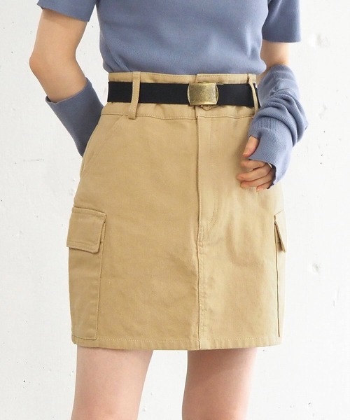 tiptop(ティップトップ)の「【2サイズ展開】ガチャベルト付きカーゴミニスカート【web限定Sサイズあり】(スカート・レディース・ブラック/ベージュ/カーキ・S/M)」の1枚目の写真