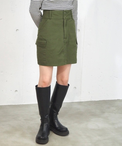 LGB/カーキミニスカート センスのあるデイリースタイル、MAYBINS!