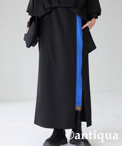 antiqua（アンティカ）の「ポンチ素材配色スリットスカート（スカート・レディース・ブラック/ネイビー/オフホワイト/ブラック×ホワイト・FREE）」の18枚目の写真