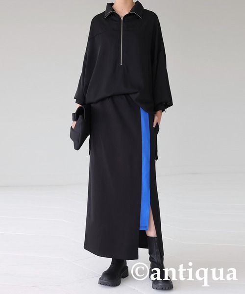 antiqua（アンティカ）の「ポンチ素材配色スリットスカート（スカート・レディース・ブラック/ネイビー/オフホワイト/ブラック×ホワイト・FREE）」の21枚目の写真