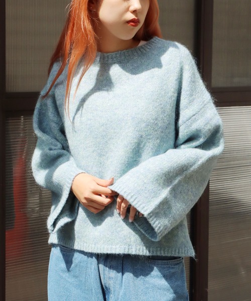 R JUBILEE（アールジュビリー）の「R JUBILEE/アール ジュビリー MOHAIR ニット モヘアニット オーバーサイズ（ニット/セーター・レディース・サックスブルー/パープル/ピンク/チャコールグレー・FREE）」の6枚目の写真