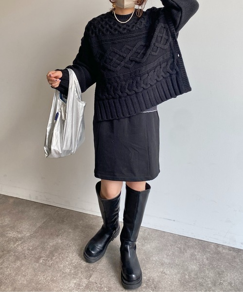 CPCM（シーピーシーエム）の「サイドボタンケーブルニットプルオーバー（ニット/セーター・レディース・アイボリー/ブラック/グリーン/キャメル・FREE）」の13枚目の写真