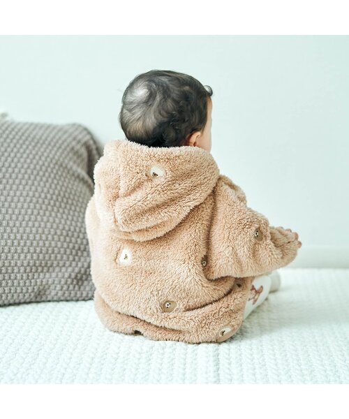 apres les cours（アプレレクール）の「モチーフ刺繍 ベビーマント（おくるみ・キッズ・アイボリー/ベージュ・80/90）」の4枚目の写真