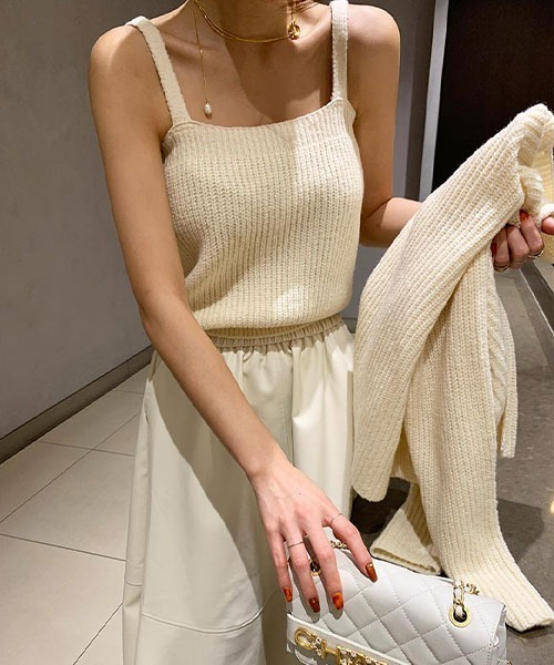 NANING9(ナンニング)の「NANING9 リブニットカーディガン&ノースリーブセット(カーディガン/ボレロ・レディース・スカイブルー/ブラック/ピンク/クリーム・FREE)」の17枚目の写真