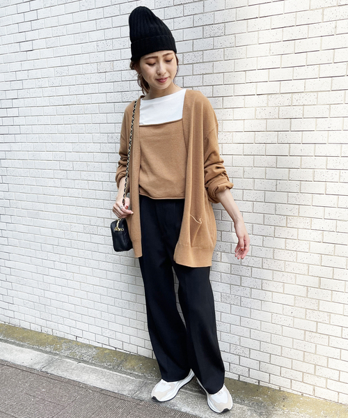 Spick & Span(スピックアンドスパン)の「ボタンレスカーディガン(カーディガン/ボレロ・レディース・チャコールグレー/キャメル・FREE)」の16枚目の写真