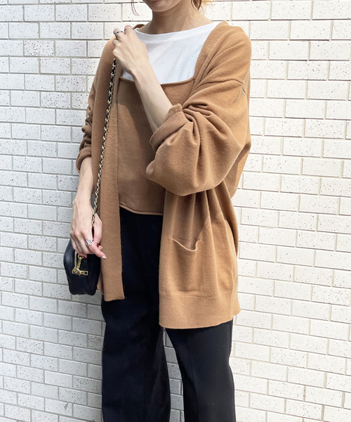 Spick & Span(スピックアンドスパン)の「ボタンレスカーディガン(カーディガン/ボレロ・レディース・チャコールグレー/キャメル・FREE)」の20枚目の写真