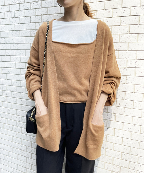 Spick & Span(スピックアンドスパン)の「ボタンレスカーディガン(カーディガン/ボレロ・レディース・チャコールグレー/キャメル・FREE)」の21枚目の写真
