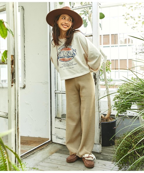 anap mimpi（アナップミンピ）の「ワッフルニットユッタリパンツ（その他パンツ・レディース・アイボリー/ダークブラウン/ベージュ/ミント・FREE）」の3枚目の写真