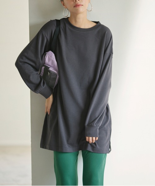 YU'NOW（ユナウ）の「バックロゴプルオーバーチュニック＆フレアパンツセット（Tシャツ/カットソー・レディース・オフホワイト/チャコールグレー・M/L/XL）」の16枚目の写真