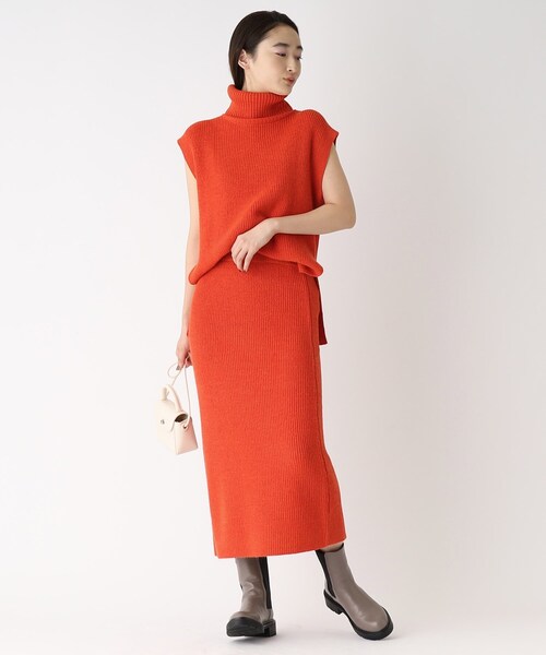 OPAQUE.CLIP（オペークドットクリップ）の「◆【COFIL／コフィル】ミドルゲージ ナローニットスカート（スカート・レディース・ベージュ/パープル系4/ブルー/オレンジ/レモンイエロー/黄緑系8/オフホワイト/ブラック系7・36/40/38）」の21枚目の写真